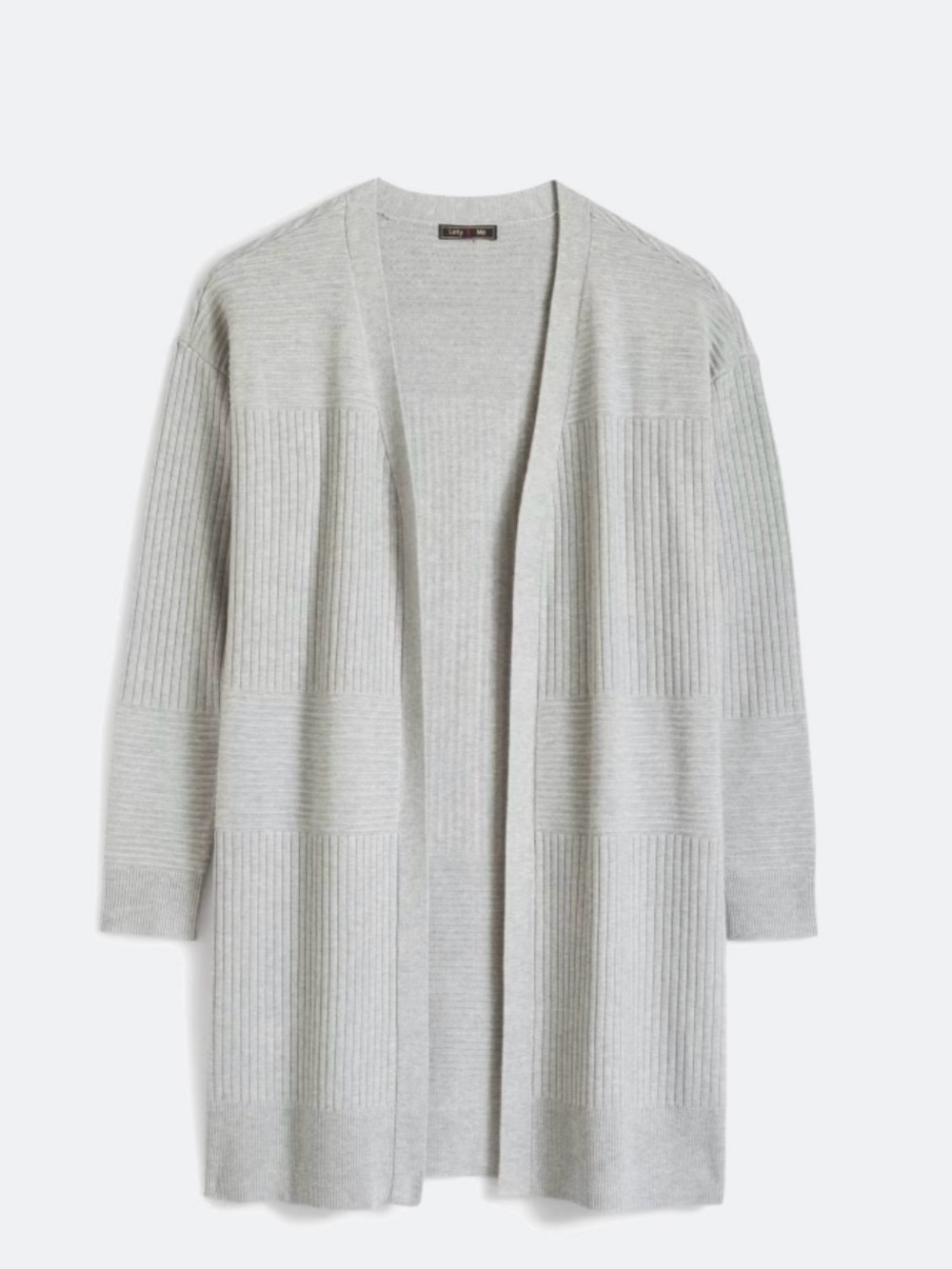 Light Gray Open-Front Ribbed Longline Cardigan - Women's